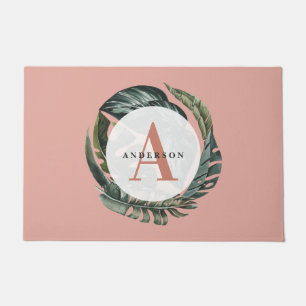 Paillasson Aquarelle tropicale feuillage intérieur fleuri