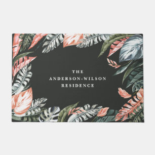 Paillasson Aquarelle tropicale feuillage intérieur fleuri