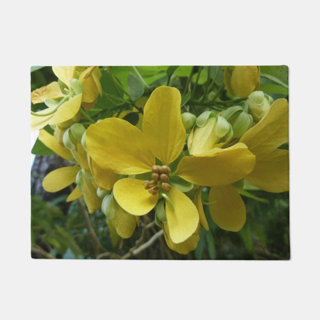 Paillasson Arbre à douche dorée Tropical Jaune Floral (Devant)
