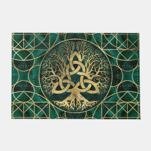Paillasson Arbre de la vie avec de la malachite et l'or de