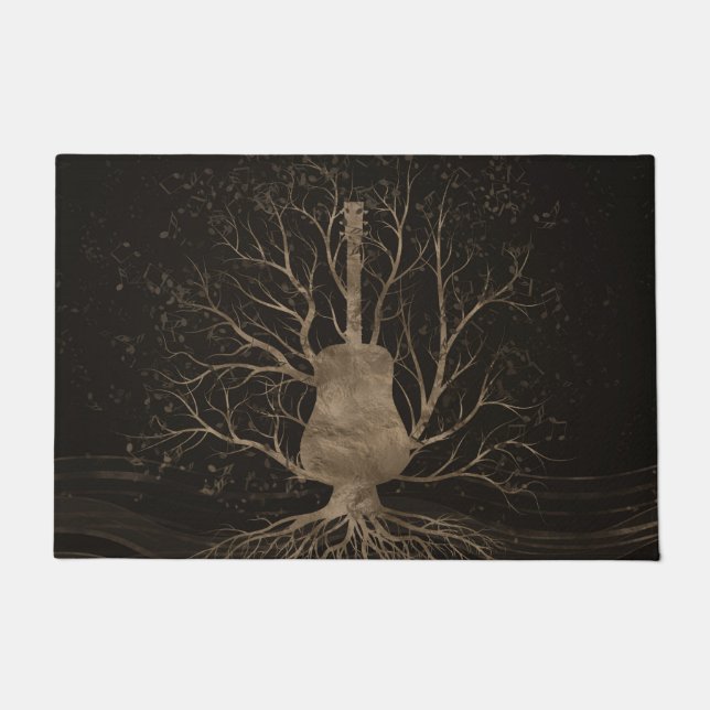 Paillasson Arbre de musique de guitare - or et bruns (Devant)