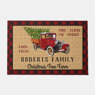 Paillasson Arbre de Noël Camion Vintage Russe Plaid