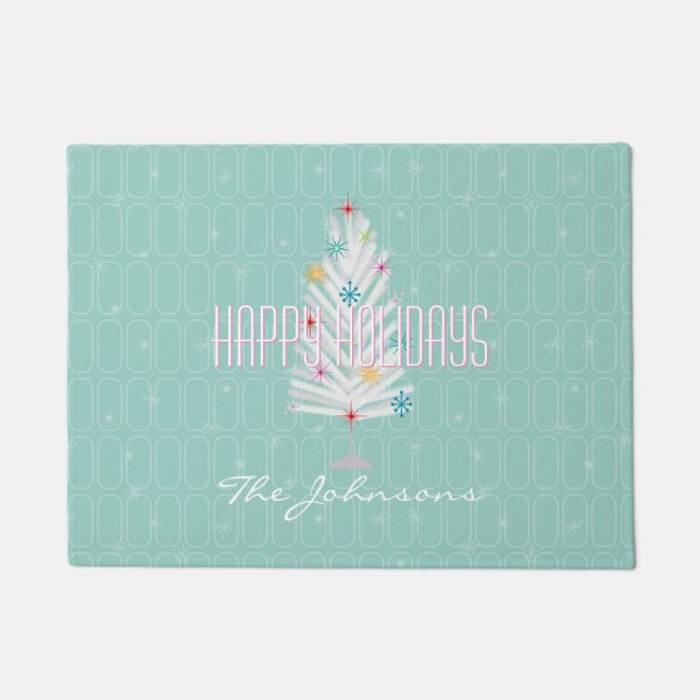 Paillasson Arbre de Noël en aluminium Noël Turquoise (Devant)