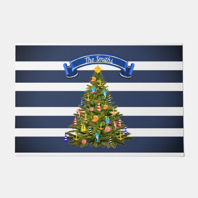 Paillasson Arbre de Noël nautique personnalisé (Devant)