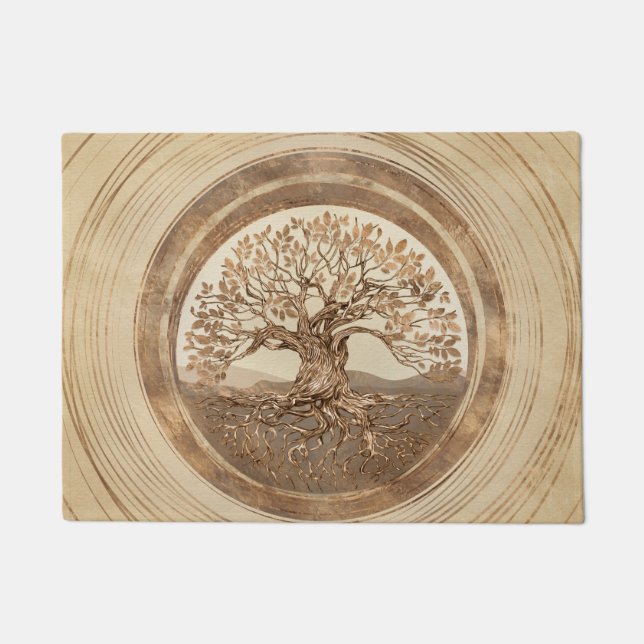 Paillasson Arbre de vie - Yggdrasil Pastel Gold (Devant)