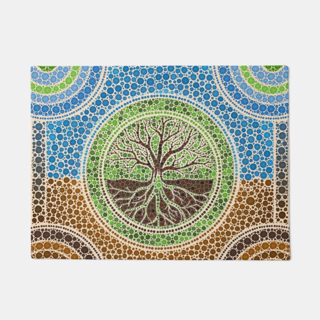 Paillasson Arbre de Yggdrasil- de l'art #1 de point de la vie (Devant)