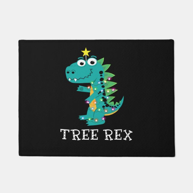 Paillasson Arbre Rex. Animal Pun Dinosaur Dinosaur Noël Paja (Devant)