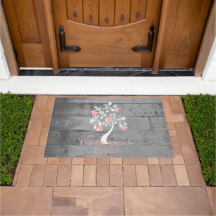 Paillasson Arbre rose des coeurs mat de porte personnalisé