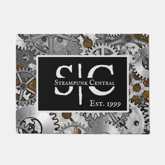 Paillasson Argent d'engrenage Steampunk Grunge Brown Burout (Devant)