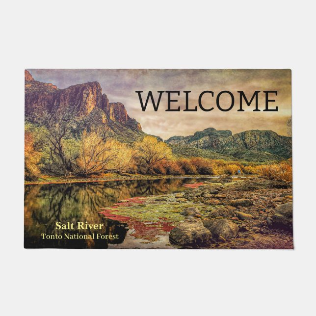 Paillasson Arizona River Sonoran Desert Mountains Art numériq (Devant)