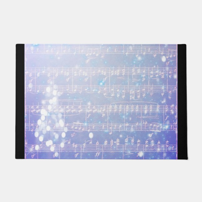 Paillasson Arrière - plan musical vintage de Noël - Bleu (Devant)