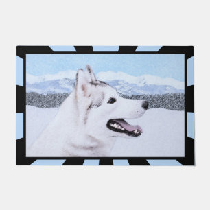Paillasson Art de chien de peinture de chien de traîneau