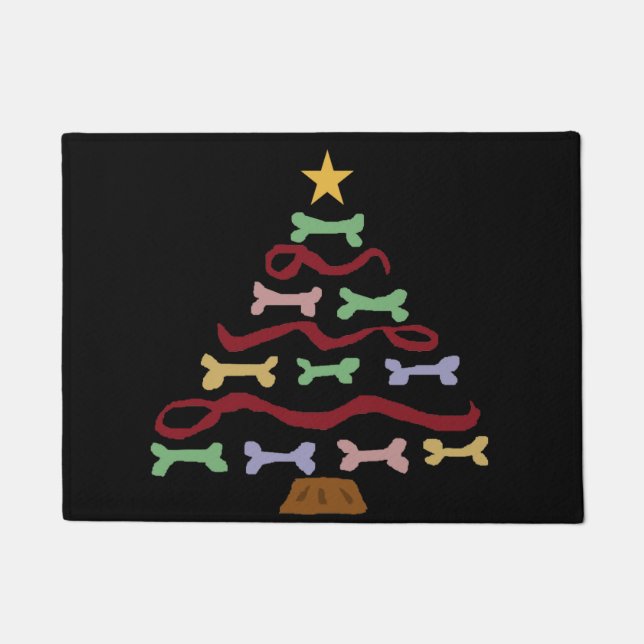 Paillasson Art drôle d'arbre de Noël de biscuit de chien (Devant)