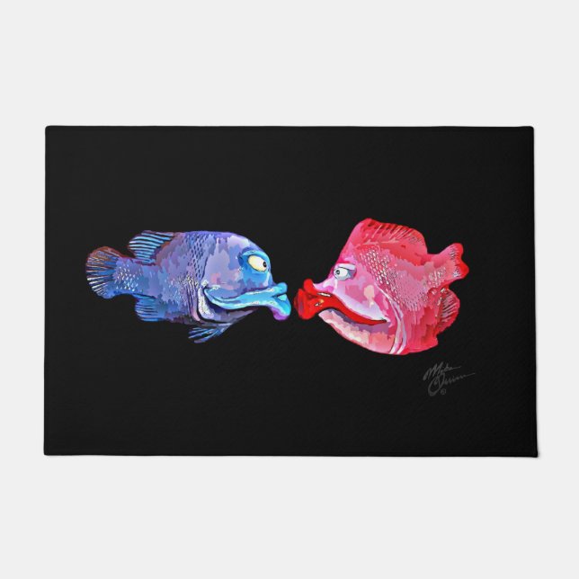 Paillasson Art "embrassant poissons" par Mike Quinn (Devant)