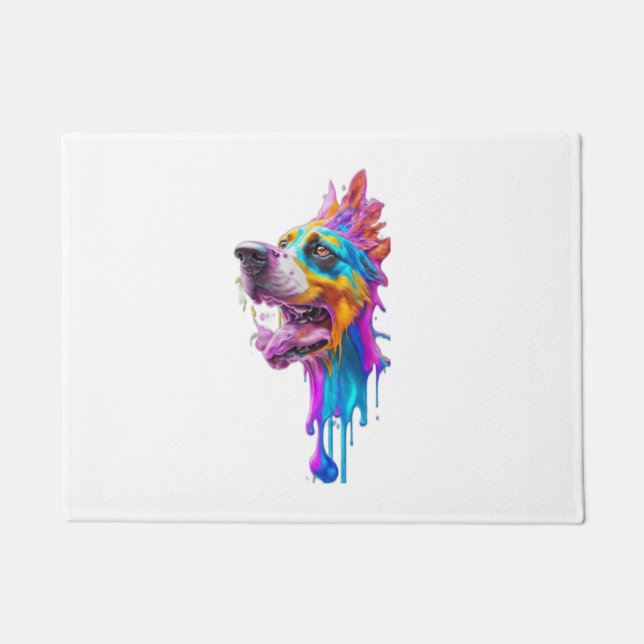 Paillasson Art graphique de Chien à éclaboussure coloré (Devant)