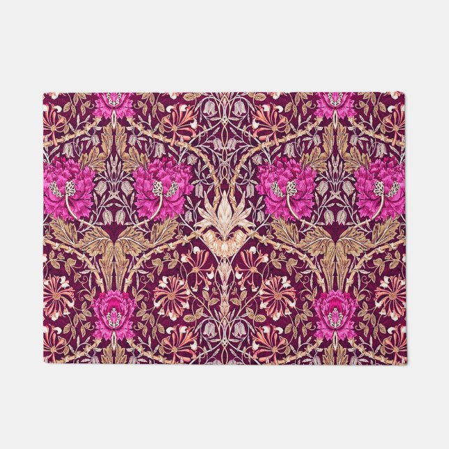 Paillasson Art Nouveau floral, prune, beige et Deep Purple (Devant)