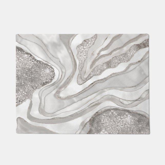 Paillasson Art numérique de perle, diamants et géode platine (Devant)