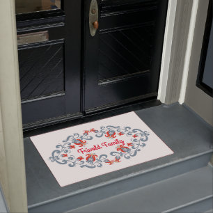 Paillasson Art populaire scandinave "Velkommen" Mat personnal