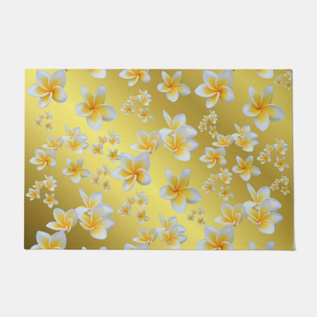 Paillasson asiatique, jaune, blanc, fleur, brillant, or, flor (Devant)