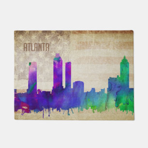 Paillasson Atlanta, horizon de ville d'aquarelle de GA  