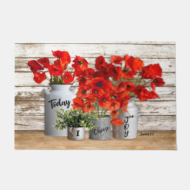 Paillasson Aujourd'hui je choisis Joy Poppies Doormat (Devant)