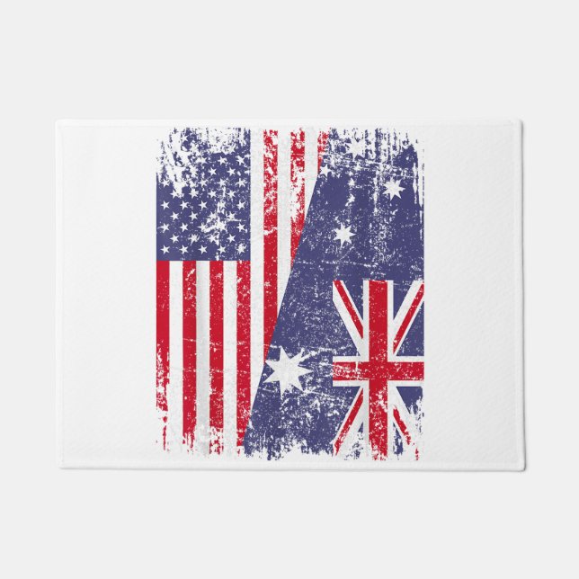 Paillasson AUSTRALIAN ROOTS Half American Flag AUSTRALIE (Devant)