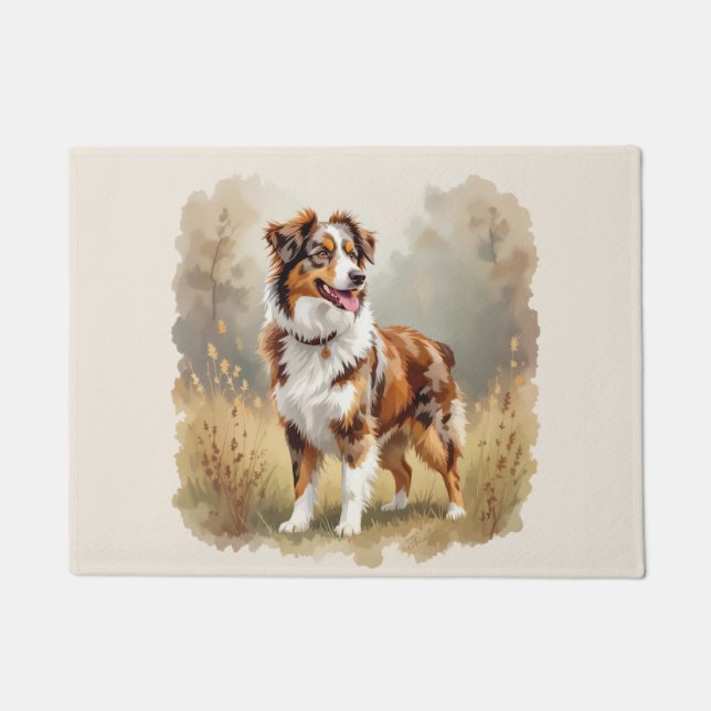 Paillasson Australian Shepherd Dog Red Merle Aussie (Devant)