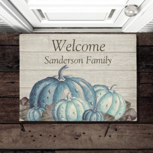 Paillasson Automne Bleu Citrouille Russe Cute Grey D