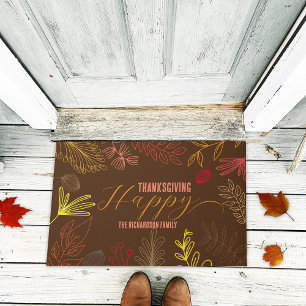 Paillasson Automne Feuilles Branches et Berries Thanksgiving