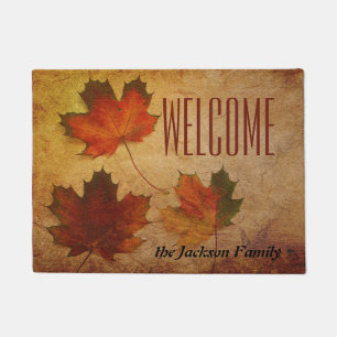 Paillasson Automne Feuilles Colorées Nom de famille