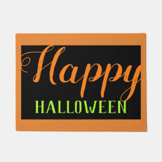 Paillasson automne saisonnier vert orange heureux Halloween