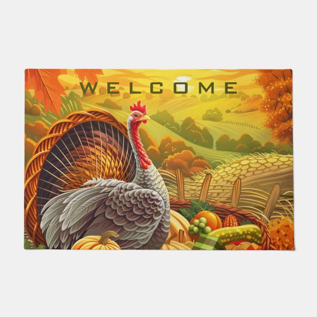 Paillasson Automne Turquie Citrouille Bon thanksgiving Doorma (Devant)