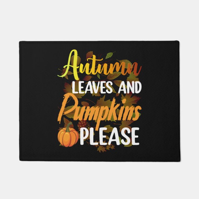 Paillasson Autumn leaves and pumkins please funny halloween (Devant)