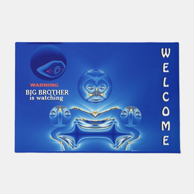 Paillasson Avertissement Big Brother regarde Surreal Welcome (Devant)