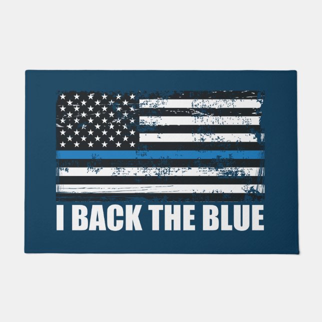 Paillasson Back the Blue Thin line USA Flag MAGA WWG1WA (Devant)