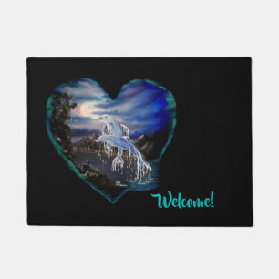 Paillasson Baie à la nuit, Dolphin Love Doormat