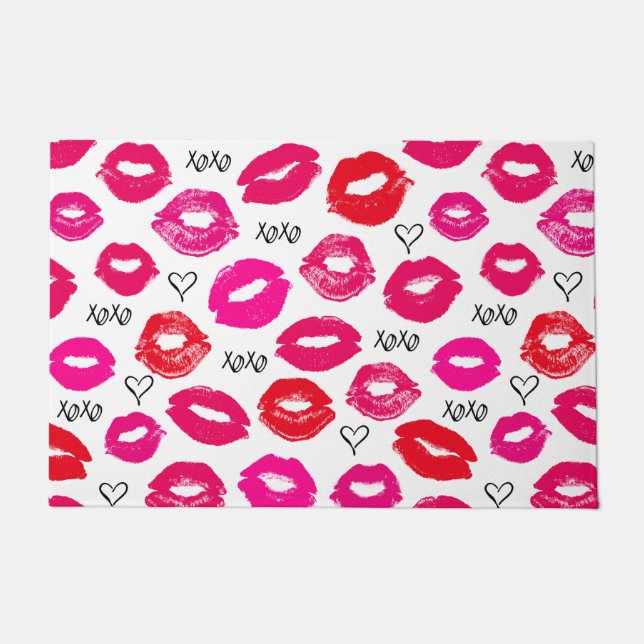 Paillasson Baisers XOXO rouge et rose (Devant)