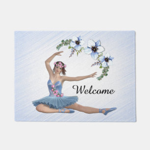 Paillasson Ballerina en bleu Bienvenue
