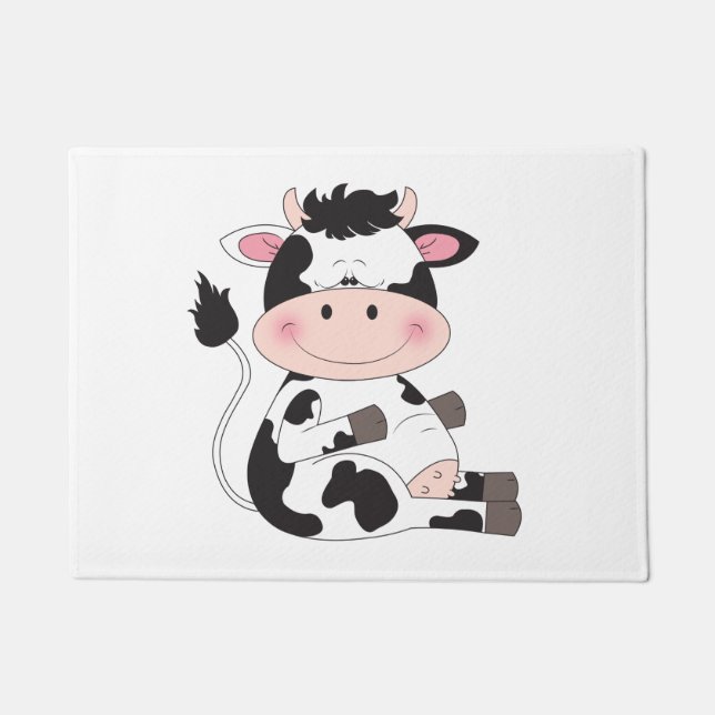 Paillasson Bande dessinée mignonne de vache (Devant)