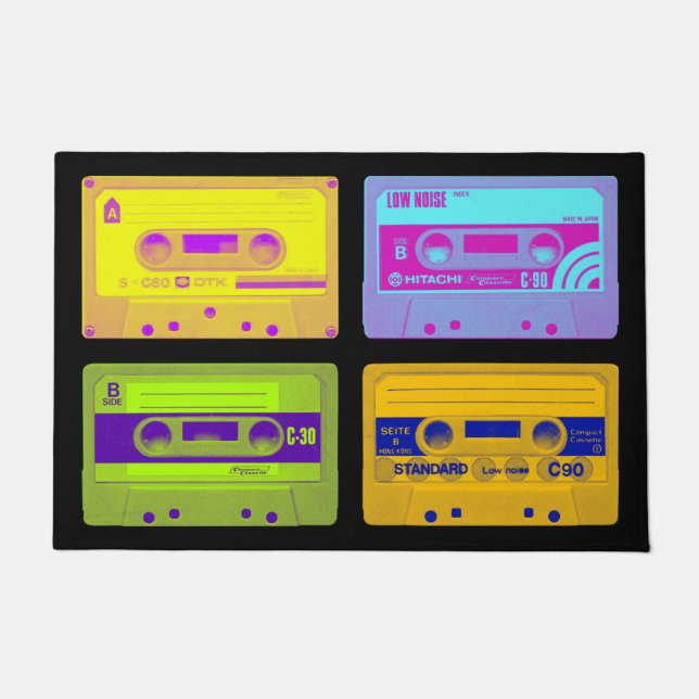 Paillasson Bandes de cassettes Pop Art Retro 80s (Devant)
