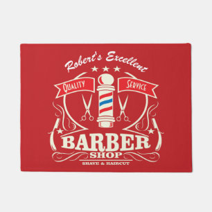 Paillasson Barbershop Entrée Mat Retro Rouge