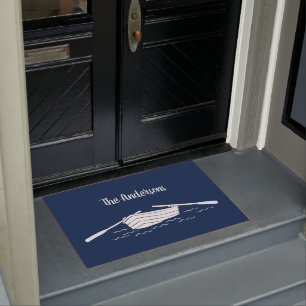 Paillasson Bateau à moteur bleu et blanc Maison de lac person
