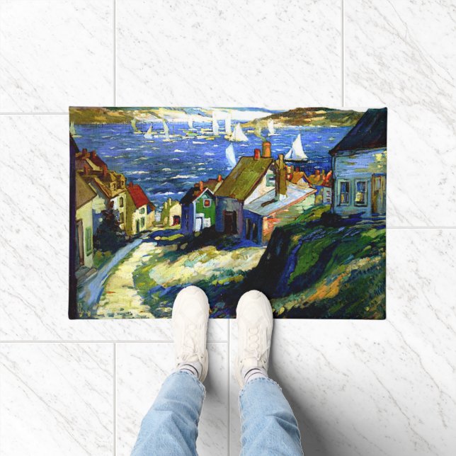 Paillasson Bateaux à voile au port, peinture d'art (Intérieur)