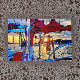 Paillasson Bateaux à voile et coucher de soleil Lopez Island