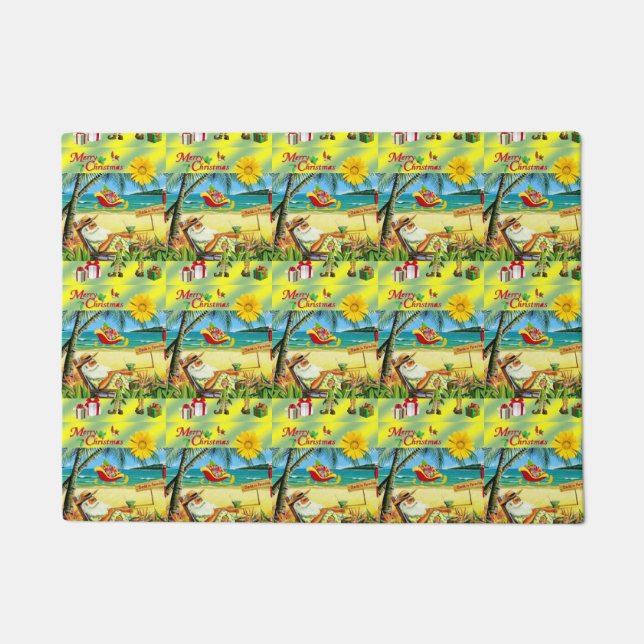 Paillasson Beach Bum Père Noël Porte de Noël Mat (Devant)