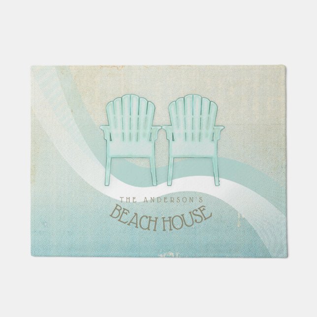 Paillasson Beach House Adirondack Chaises Aqua Blue ID623 (Devant)