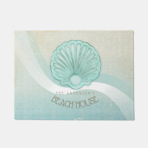 Paillasson Beach House Clam Shell Aqua Blue ID623