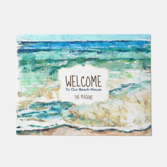Paillasson Beach House Peinture côtière Accueil Porte Mat (Devant)