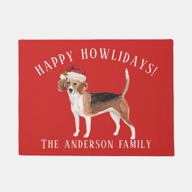 Paillasson Beagle Joyeux Howlidays Noël (Devant)