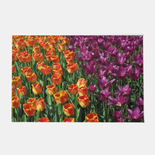 Paillasson Beauté des tulipes orange et violet    
